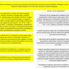 Procedura rozwiązania umowy: sprawdzenie ochrony związkowej (art. 30 par. 1 pkt 2), konsultacja ze związkami, doręczenie oświadczenia.